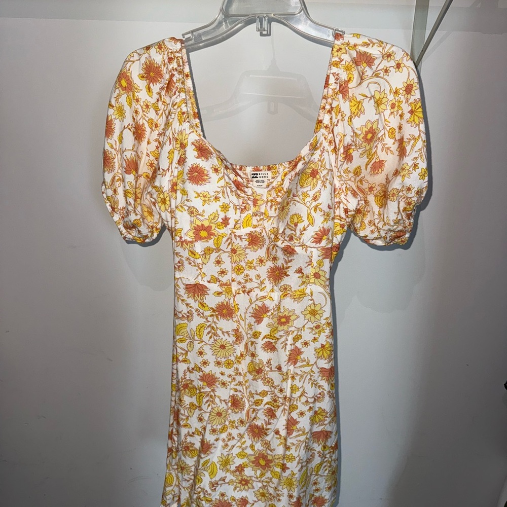 Billabong Orange Yellow Puff Sleeve Sundress